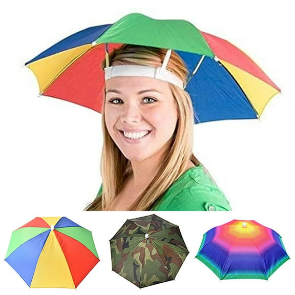 Cheers US 3Pcs Multicolor Head Umbrella Cap Fishing Hats and Folding Waterproof Hands Free Party Beach Headwear