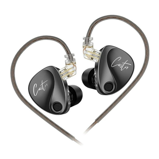 Auriculares con cable Auriculares IEM para monitoreo de escenario (graves mejorados negros con micrófono)