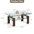 thumbnail image 4 of Giantex Modern Rectangular Glass Coffee Table with Lower Storage Shelf and Metal Frame, Brown, 4 of 8