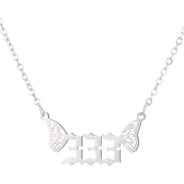 Joyería de Acero Inoxidable Mujeres Luz Ángel Número Colgante Collar 000 999
