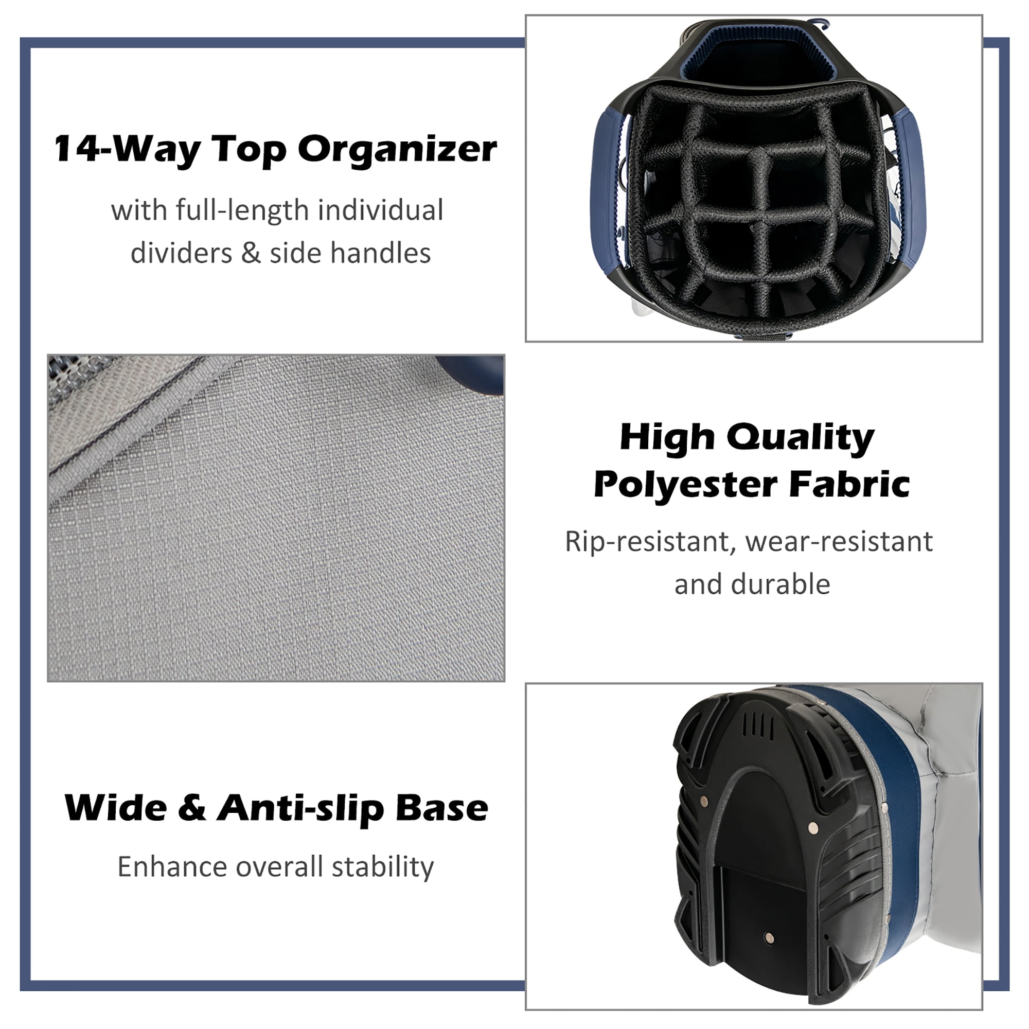 Costway 10.5'' Golf Stand Bag w/14 Way Dividers Rain Hood 7 Zippered Pockets