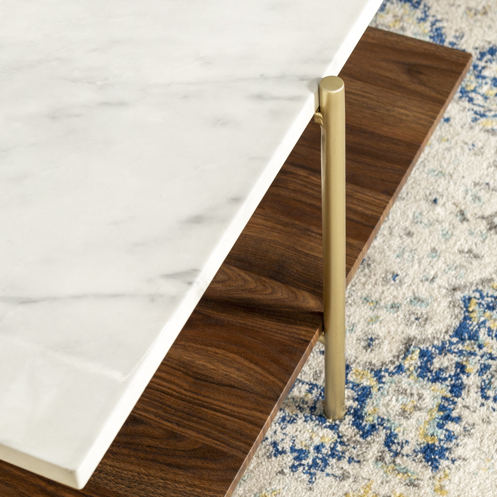 Walker Edison Jackie Faux White Marble Square Coffee Table
