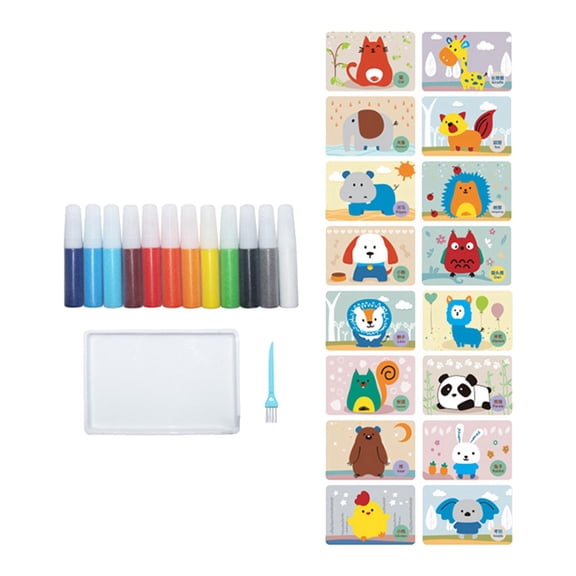 Sand Art Kits Sand Painting Beginner Kits Boys and Girls Kids, 16 Sheets Sand Art Painting Cards, Educational Toys DIY Sand Arts and Crafts