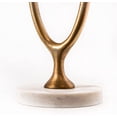 thumbnail image 3 of Quality Home Textured Cast Aluminum Open Column White Marble Base Round Drink Side Table, 10”W x 24”H, Antique Brass, 3 of 5
