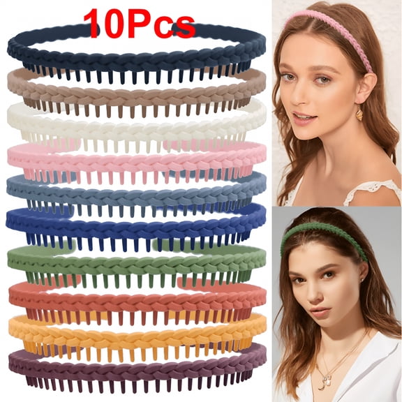 TUWAFE 10 Pcs Colorful Fashion Effortless Plastic Headbands with Teeth No Slip Comb Hair Bands for Women,Men,Teen Girls