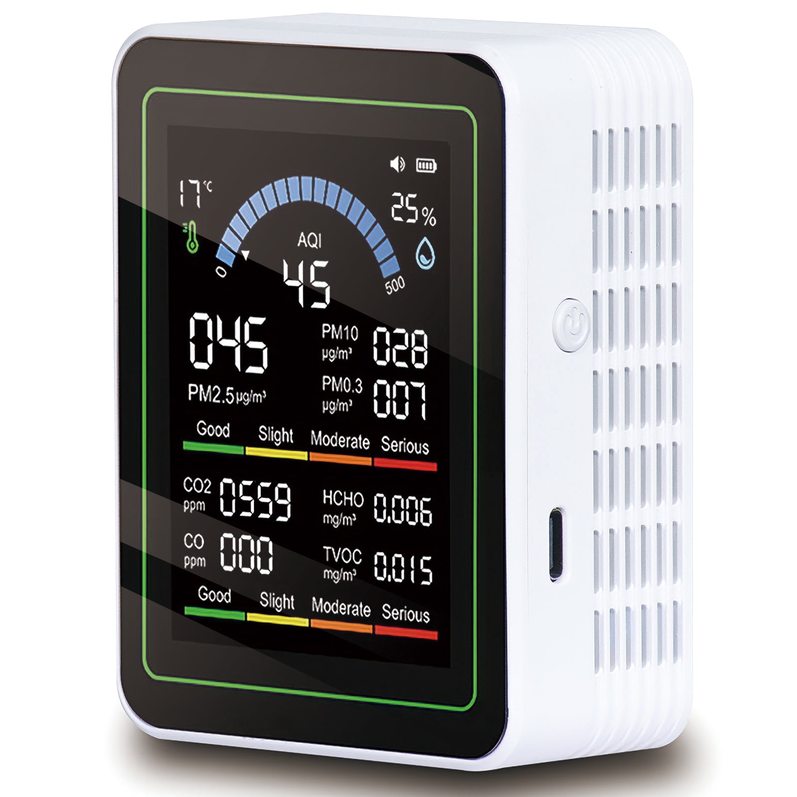 DQQKMM 10-in-1 Air Quality Monitor with Beep Alarms, Portable Real-Time Indoor Tester for Home, Office, Car & Pet Areas