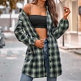 thumbnail image 3 of Camisa Abrigos a cuadros con botones para mujer, camisas casuales de manga larga, cómodas camisas de primavera y otoño, Tops Ygjytge Verde T S para Mujer, 3 of 6