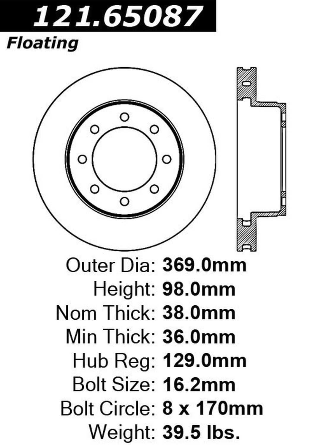 Centric Parts 121.65087 C-Tek Standard Brake Rotor