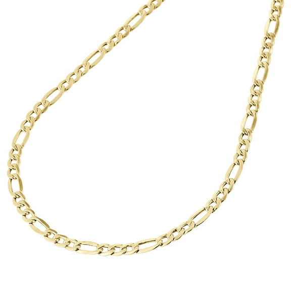 Genuine 14K Yellow Gold 3.80mm Solid Plain Figaro Link Chain Necklace 24 Inch