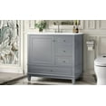 thumbnail image 3 of 36 Inch Freestanding Bathroom Vanity with Ceramic Sink Top, MDF and Solid Wood Construction, Gray Finish for Modern Bathrooms, 3 Drawers and Cabinet with Shelves, 4 Inch Faucet Hole, 3 of 9