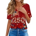 thumbnail image 4 of Women's 250th America Anniversary Casual Printed V Neck T-Shirt USA Flag Tee 250 Years of Freedom Shirt, 4 of 7