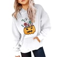 thumbnail image 4 of Tisuna Halloween Hoodies For Teen Girls Pumpkin Print Long Sleeve Hooded Tops Kids Breathable Theme Party Daily Hoody Clothes Size 12-13 Years White, 4 of 4