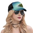 thumbnail image 5 of Picia Paradise Island Pattern Trucker Hat,Baseball Cap,Sun Protection Cap,Stylish Headwear,Leisure Cap,Outdoor Sports Cap, 5 of 7