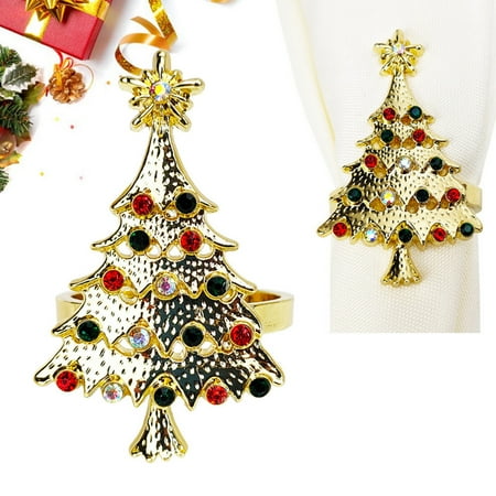 

6Pcs/Set Napkin Ring Christmas Style Exquisite Alloy Beautiful Visual Effect Napkin Holder for Kitchen