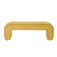 thumbnail image 4 of Inspired Home Zoee Velvet Bench, Button Tufted, Yellow, 4 of 5
