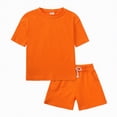 thumbnail image 6 of TOWED22 Toddler Baby Boy Girl Summer Clothes Checkerboard Print Short Sleeve T-Shirt Tee Tops Rolled Shorts Infant Outfits(Orange,2-3 Years), 6 of 6