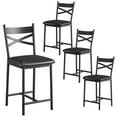 thumbnail image 4 of Bar Stools Set of 2, Upholstered Counter-Height Bar Stools with Backrest, Footrest and Plush Padding – Comfortable Bar Chairs for Kitchen Island or Apartment Counter, Black, 4 of 9