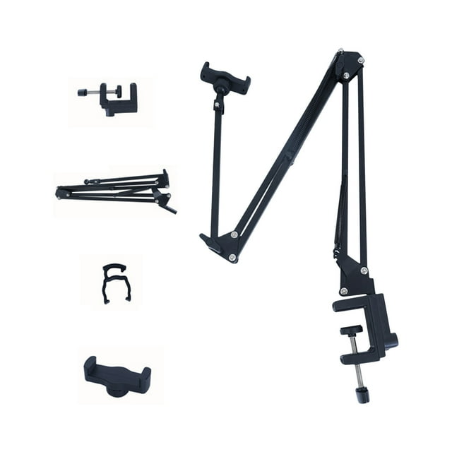 Supports de Téléphone pour Voiture, Support de Téléphone pour Voiture, Téléphone Paresseux Caché, Bureau à Tête Plate, Support de Streaming en Direct en Métal, Tablette de Chevet Rétractable