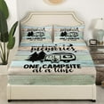 thumbnail image 3 of RV Camper Bed Sheets Queen,Camping Sheet Set Camping Decor,RV Travel Car Camping Fitted Sheet,Hand Drawn Wooden Grunge Vintage Bed Set Camping Accessories Teal Green Blue, 3 of 5