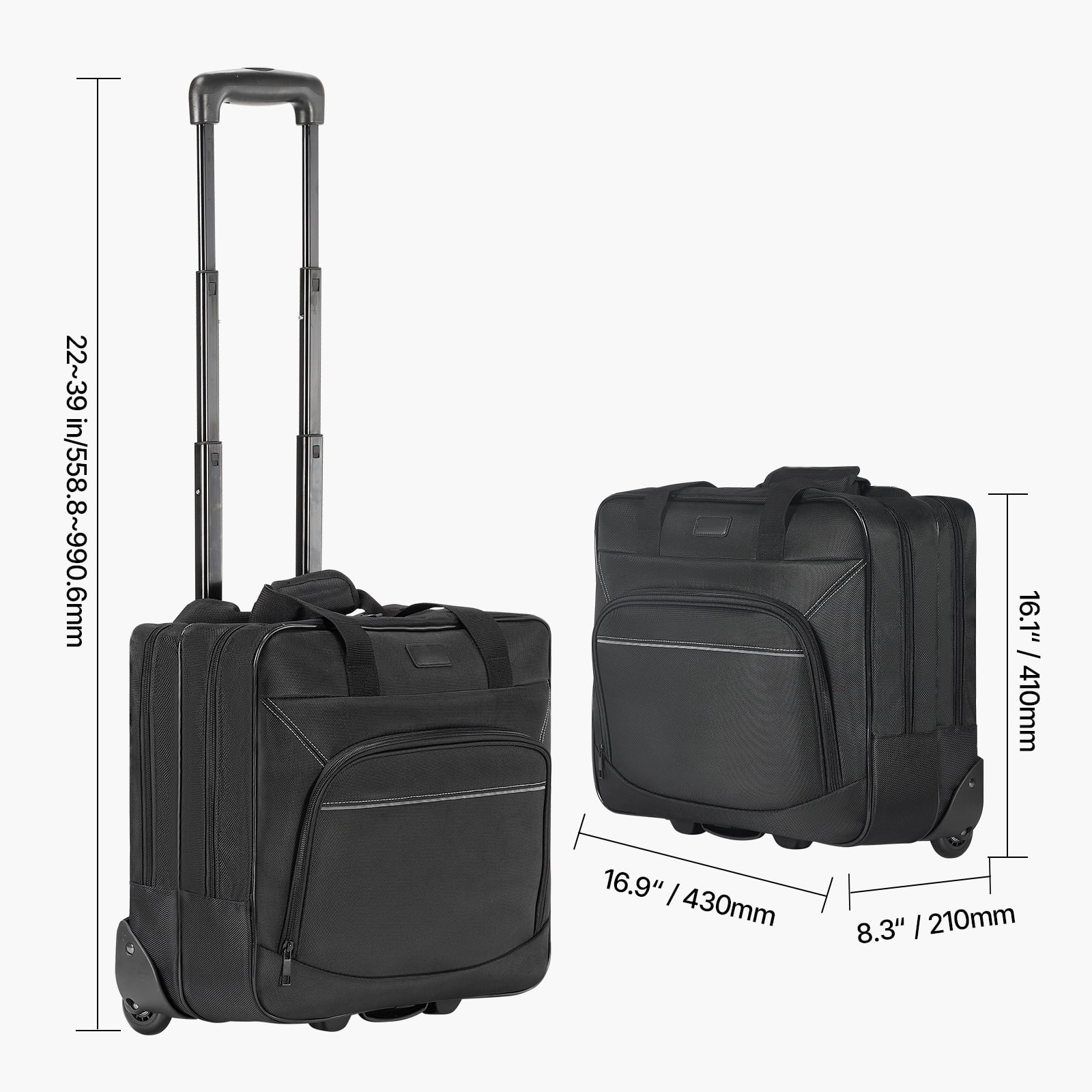 KFFKFF Mobile Laptop Carrier, Accommodates Laptops up to 15.6 Inches, Wheeled Suitcase, Rolling Computer Bag with Wheels and Extendable Handle, Laptop Holder for Professional Travel Business Office