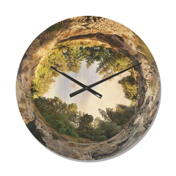 Designart 'Wild Forest River Tube ' Modern Wood Wall Clock