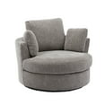 thumbnail image 4 of Aukfa 42" Oversized Swivel Accent Chair Barrel Chair w/ 3 Pillows for Living Room, Chenille, Gray, 4 of 19