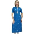 thumbnail image 2 of Atasi Casual Women's Blue Embroidery Cotton A-Line Straight Kurti Clothing-18, 2 of 9