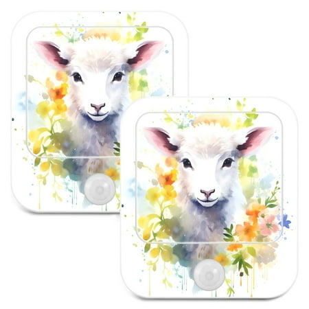 

Abstract Wolf and Flowers LED Motion Sensor Night Light Plug into Wall 2 Pack Auto Dusk to Dawn Adjustable