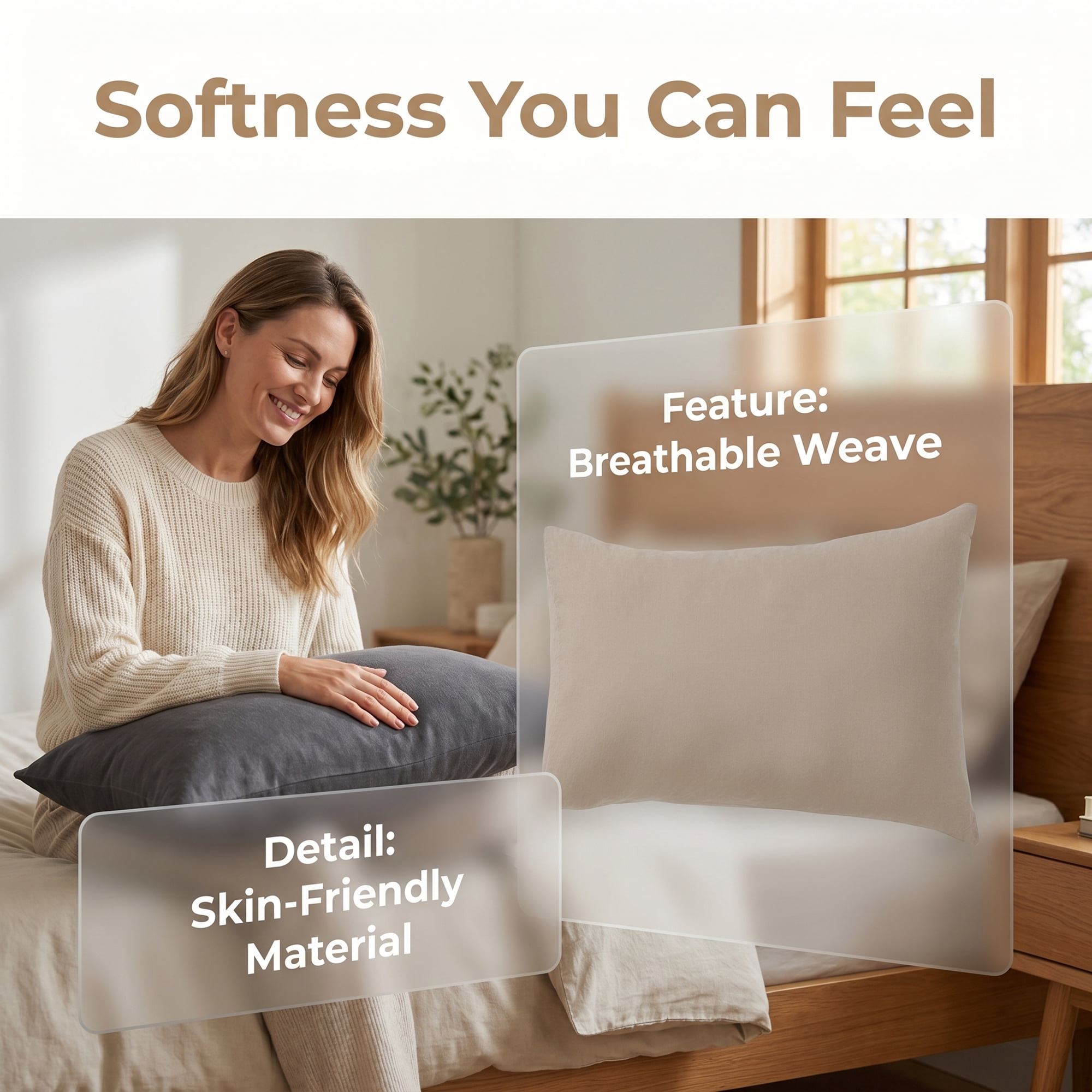 Unique Bargains 2 Pack Cotton Pillowcase Smooth Cooling Pillow Cases Envelope Closure Queen Gray - Khaki