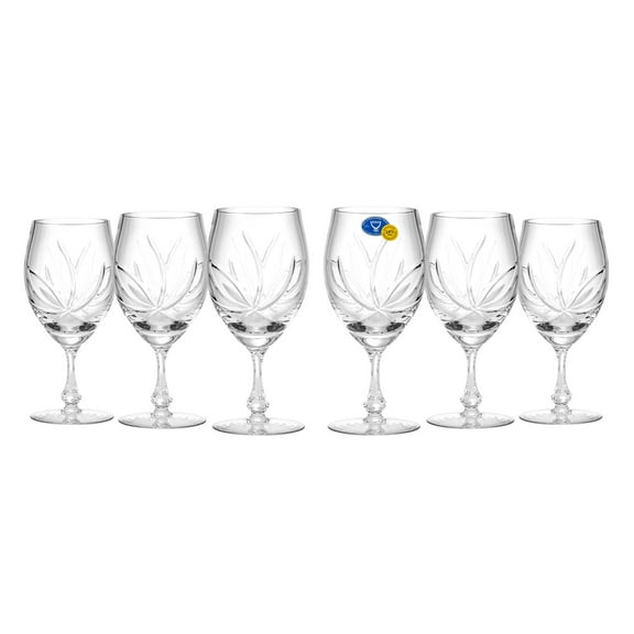 Elegant and Modern Russian Cut Crystal Glassware for Hosting Parties and Events - 13oz, Goblet, 400ml, Set of 6
