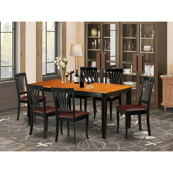 East West Furniture  Table Set Consist of a Rectangle Table and Dining Chairs (Chair Seat Type Options) NIAV7-BCH-LC
