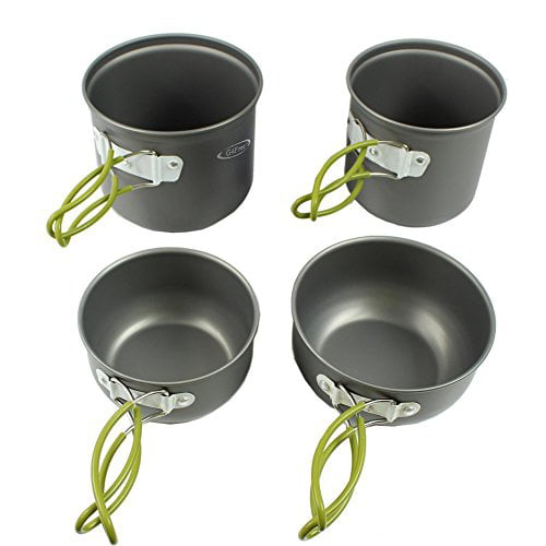 Stainless Steel Pan Pot Outdoor Camping Hiking Picnic Cooking Bowl Cookware Set 