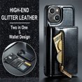 thumbnail image 2 of Tarise 2 in 1 Detachable Wallet Case for iPhone 14, Glitter PU Leather Card Holder Money Pocket Shockproof Kickstand Magnetic Hybrid Slim Phone Back Protective Cover for iPhone 14 6.1 inch, Black, 2 of 11