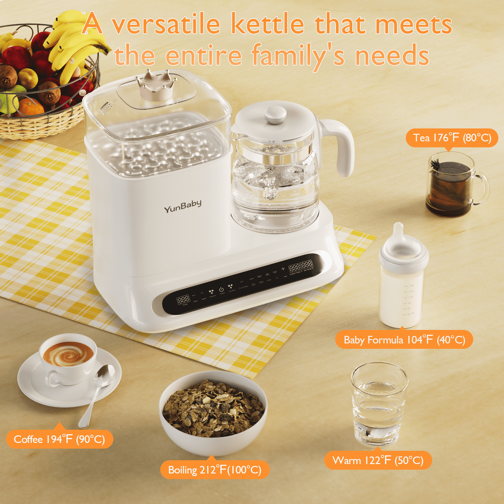 Yunbaby Baby Bottle Warmer & Sterilizer, 44oz Formula Kettle with Drying & Steam, Multi-Function Bottle Warmer for Breastmilk, Food & Baby Essentials
