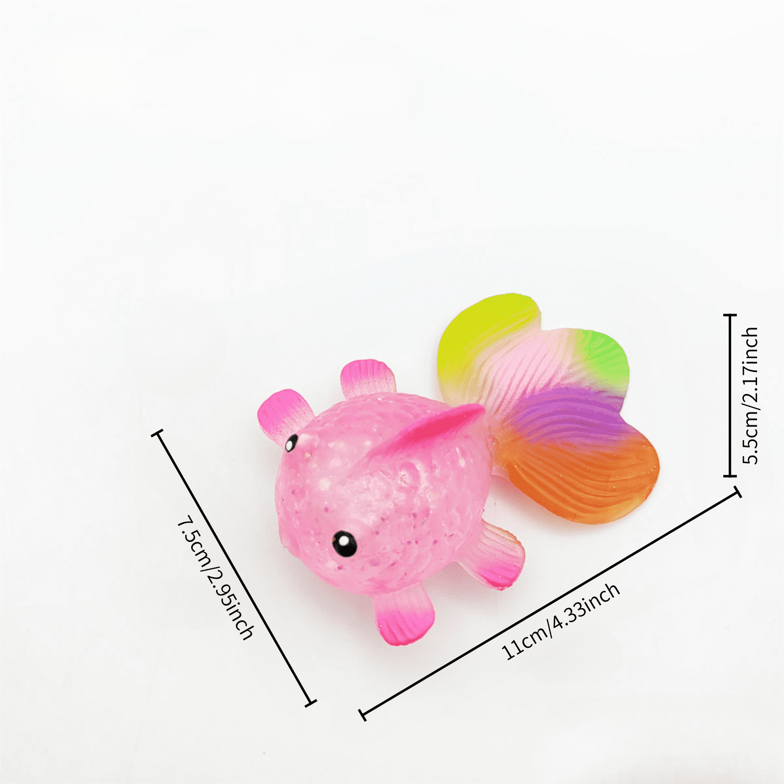 Rainbow Goldfish Squeeze Toys 4 Pack, Glitter Fish Sensory Fidget Toys for Office Desk Relaxation and Portable Daily Stress Relief