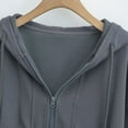 thumbnail image 4 of Lovskoo Womens Zip Up Hoodies Cropped Sweatshirts Spring Fall Clothes Casual Hooded Jacket Tops Winter Clothes Dark Gray, 4 of 7