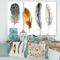 thumbnail image 2 of Boho Feather In Blue and Orange Striped & Polka Dost 28 in x 36 in Painting Canvas Art Print, by Designart, 2 of 3