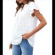 thumbnail image 2 of Blusa de Mujer con Cuello en V y Mangas con Volantes, Blusas Holgadas, Elegantes, Casuales, Lindas, para Verano M, 2 of 9