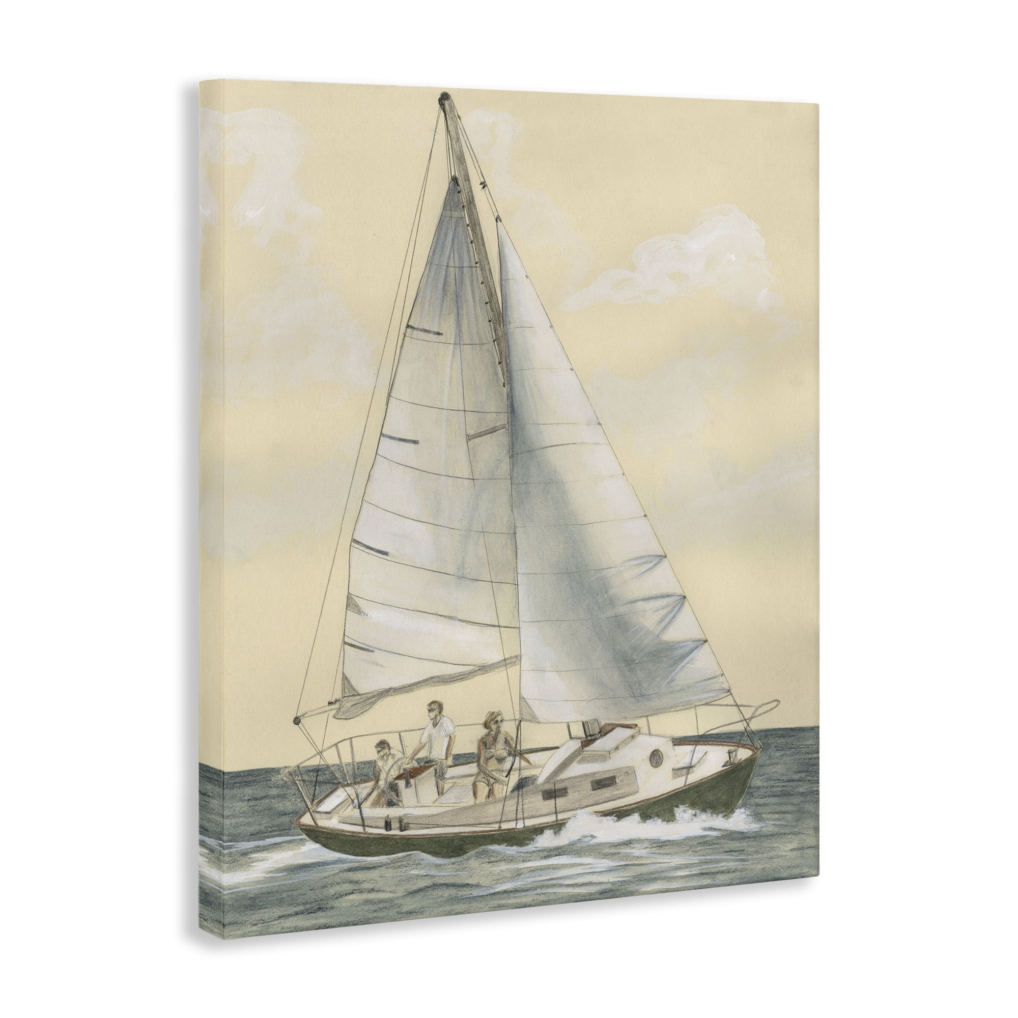 Stupell Industries Family Sailing Trip Transportation Painting Gallery Wrapped Canvas Art Print Wall Art, 16 x 20
