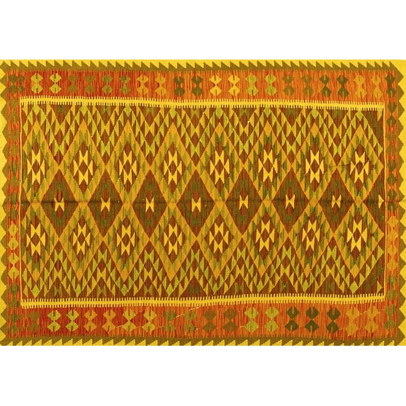 Ahgly Company Indoor Rectangle Oriental Yellow Traditional Area Rugs, 3' x 5'