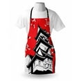 thumbnail image 4 of Japan Apron, Cherry Blossom Tree and Traditional Roofed House with Hill, Unisex Kitchen Bib with Adjustable Neck for Cooking Gardening, Adult Size, Vermilion Charcoal Grey, by Ambesonne, 4 of 4
