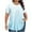 Light Blue, variant on Uaswgudfs Women's Plus Size V-Neck Blouse Top with Decorative Cutouts and Short Sleeves - Lightweight Minimalist Summer