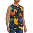 thumbnail image 2 of Bingfone Dinosaurs in Space Pattern Men's Tank Tops Workout Sleeveless Tee Shirts Running Beach Tanks for Men-3X-Large, 2 of 8