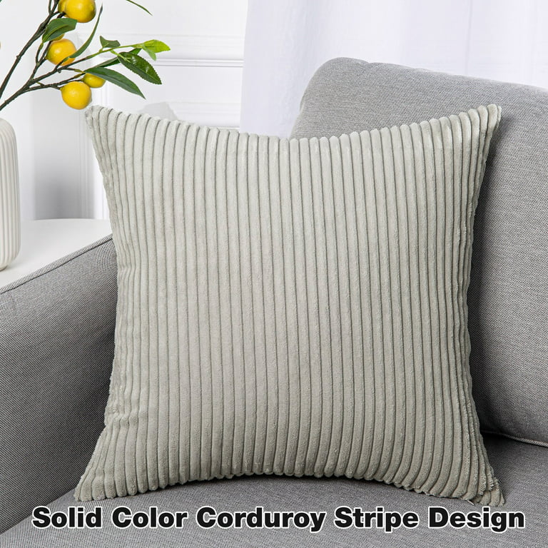  Topfinel Grey Couch Pillow Covers for Living Room 45x45 cm Set  of 4,Mid Century Modern White Neutral Corduroy Corn Throw Pillows,Rustic  Square Bench Chair Cushion(18 Inch/Dark Gray) : Home & Kitchen