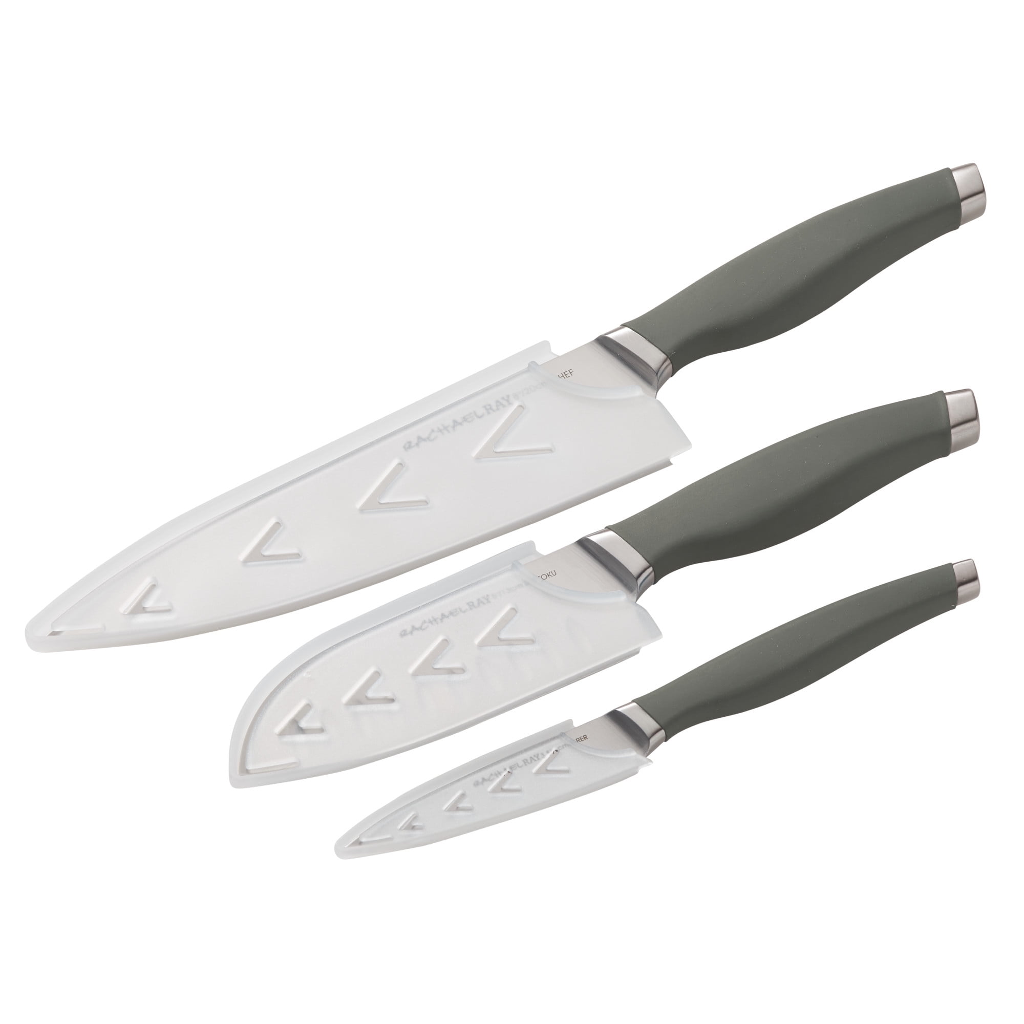 Rachael Ray Cutlery Japanese Stainless Steel Chef Knife Set, Gray, 3-Piece