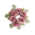 thumbnail image 4 of Anillo de vela de corona de vela de flores de flores de rosa, adorno colgante de pared, decorativo para la pared de compromiso de puerta al aire libre Rosa rojo, 4 of 8
