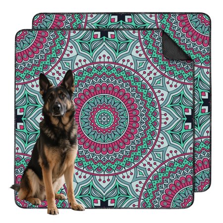 Extra Large 48 x48 Washable Puppy Pads Mandala Reusable Dog Pee Pads with Non-Slip Backing for Floor Protection and Crate Training.