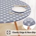 thumbnail image 2 of Round Fitted Tablecloth with Elastic Edge, 100% Waterproof Oil Proof Plastic Table Cover, Vinyl Flannel Backed Tablecloth Fits 36"-44" Round Tables for Dinner, Outdoor, Picnic, White and Grey, 2 of 6