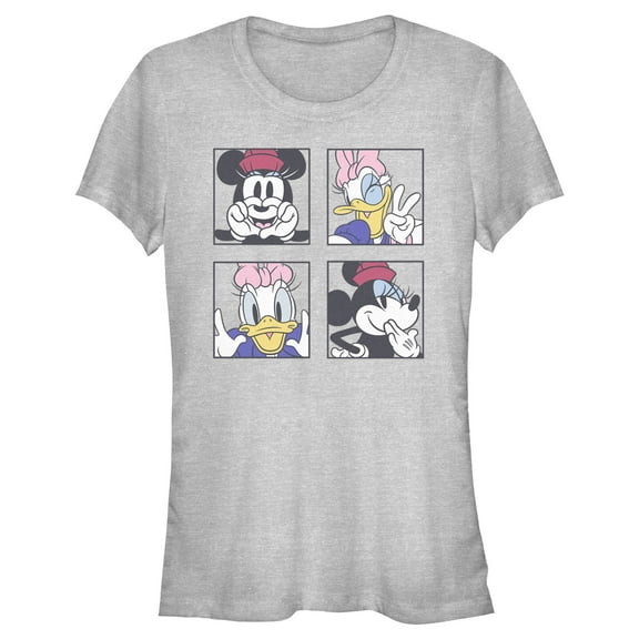 Junior's Mickey & Friends Daisy and Minnie Portraits Graphic Tee Athletic Heather Large