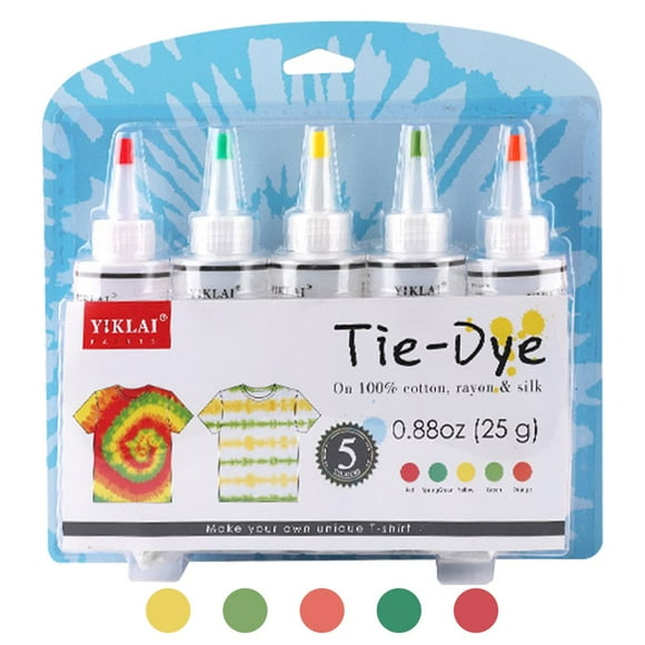 5 Colors DIY Tie Dye Kits Fabric Dye Set Fabric Paint 120ml/bottle with Rubber Bands Gloves Self-Sealing Bag Apron for Kids Adults